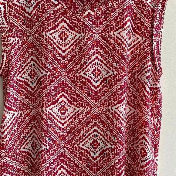 Ann Taylor Petite Red Diamond Print Speckled Tank Top, Size PMedium - Picture 12 of 16